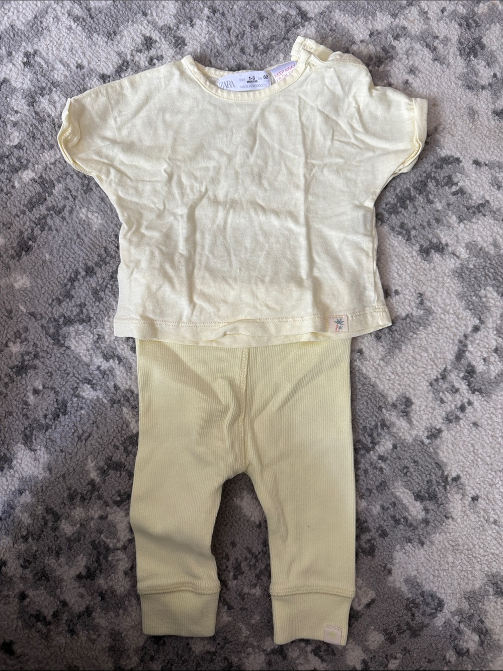 Zara Kids Pale Yellow Matching Top and Leggings Set
